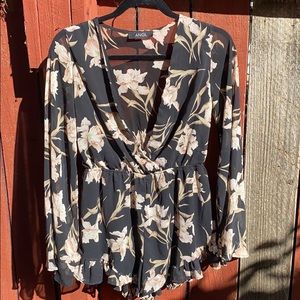 Black romper floral print